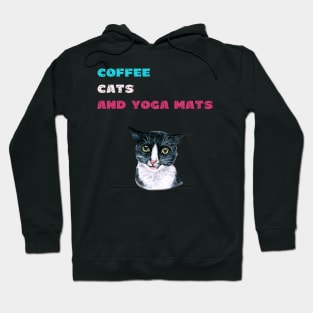 Coffee cats and yoga mats funny yoga and cat drawing Hoodie